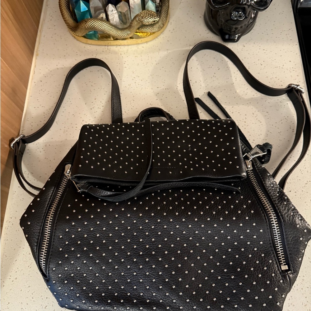 Aimee Kestenberg Black Backpack with Silver Accents